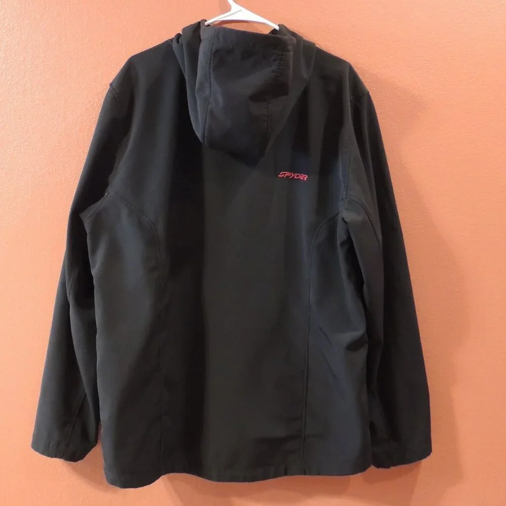 Spyder Jacket Men X Large Black Red Full Zip Pocket Spider Outdoor Hooded Jacket